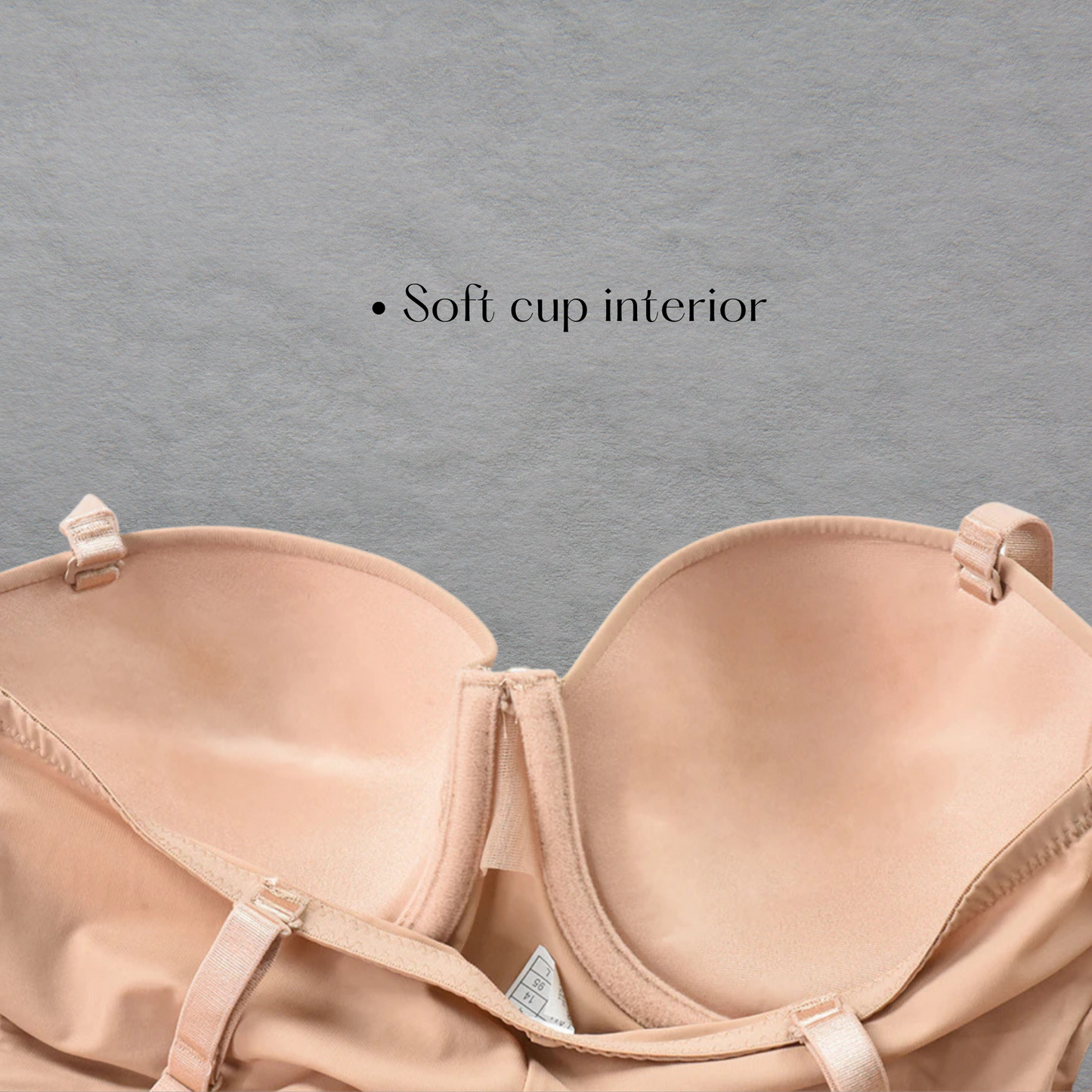 close up product shot of the interior bra cup of the shapewear slip dress