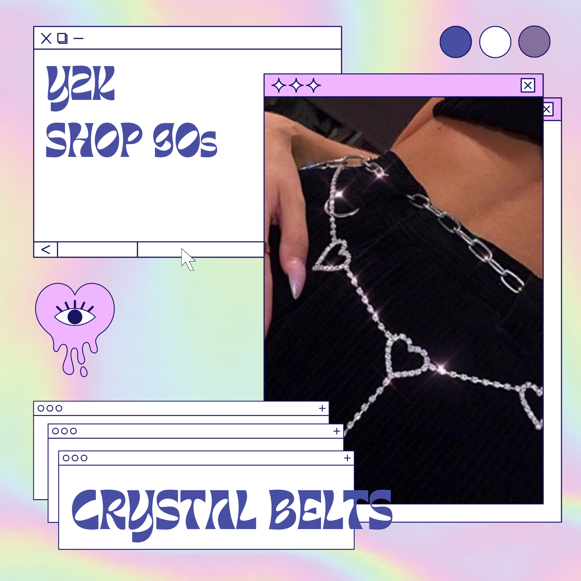 graphic to showcase Rhinestone Y2K 90s Style Body Jewelry