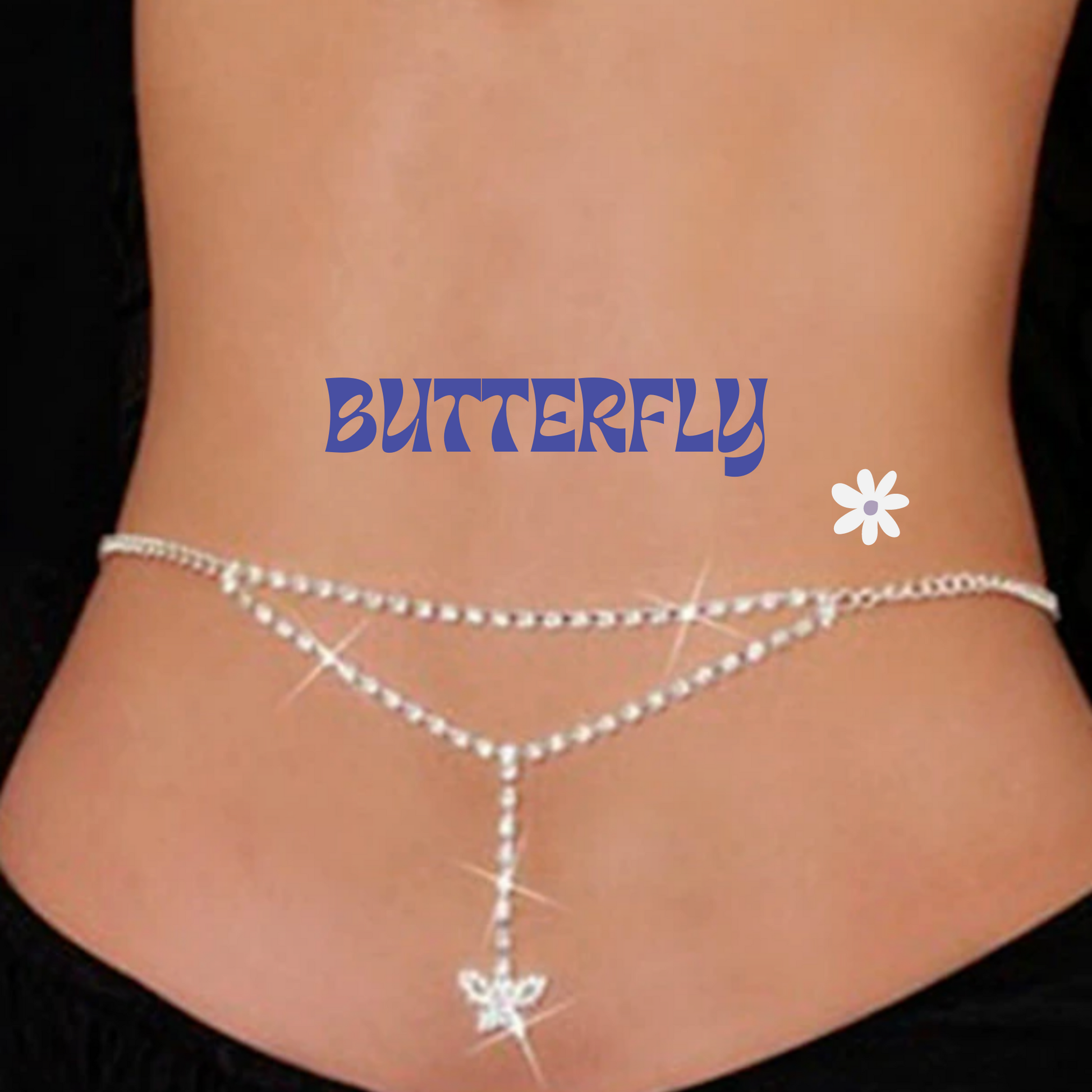 Rhinestone Y2K 90s Style Body Jewelry in the butterfly shape