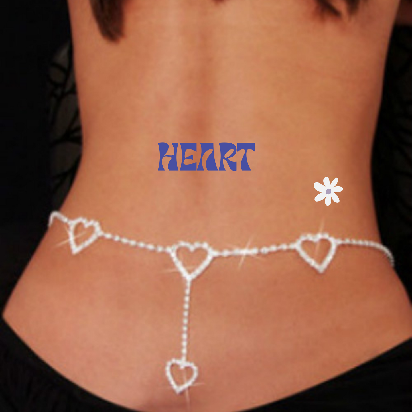 Rhinestone Y2K 90s Style Body Jewelry in the heart shape