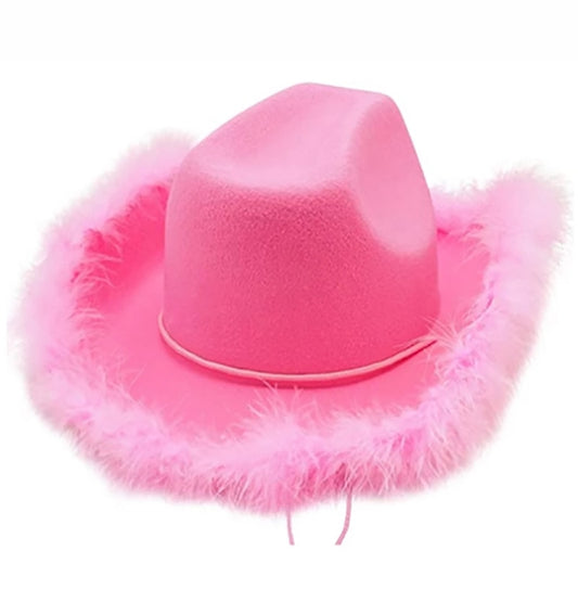 Fun Pink Cowboy Hat with Furry Trim